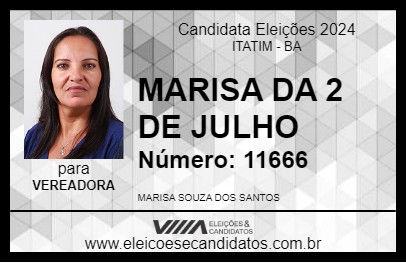 Candidato MARISA DA 2 DE JULHO 2024 - ITATIM - Eleições