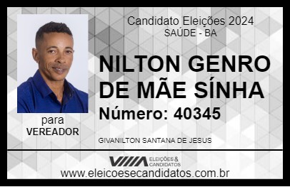 Candidato NILTON GENRO DE MÃE SÍNHA 2024 - SAÚDE - Eleições