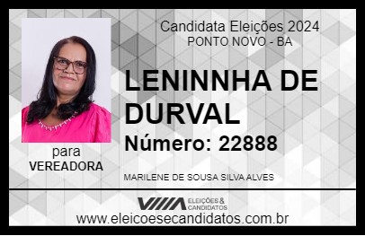 Candidato LENINNHA DE DURVAL 2024 - PONTO NOVO - Eleições