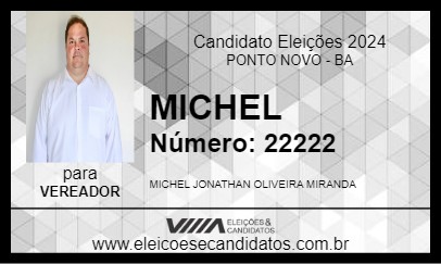 Candidato MICHEL JONATHAN 2024 - PONTO NOVO - Eleições