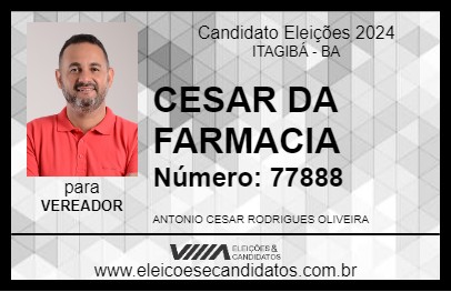 Candidato CESAR DA FARMACIA 2024 - ITAGIBÁ - Eleições