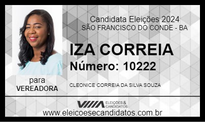 Candidato IZA CORREIA 2024 - SÃO FRANCISCO DO CONDE - Eleições