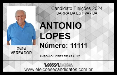 Candidato ANTONIO LOPES 2024 - BARRA DA ESTIVA - Eleições