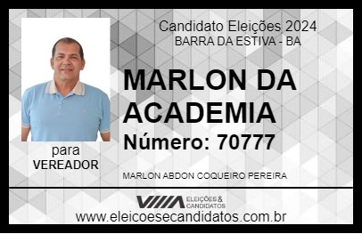 Candidato MARLON DA ACADEMIA 2024 - BARRA DA ESTIVA - Eleições