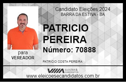 Candidato PATRICIO PEREIRA 2024 - BARRA DA ESTIVA - Eleições