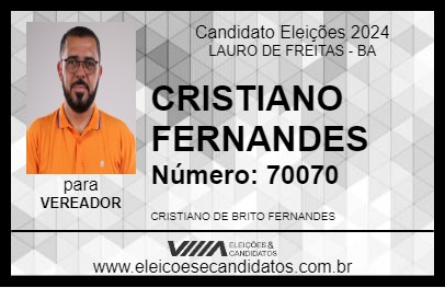 Candidato CRISTIANO FERNANDES 2024 - LAURO DE FREITAS - Eleições