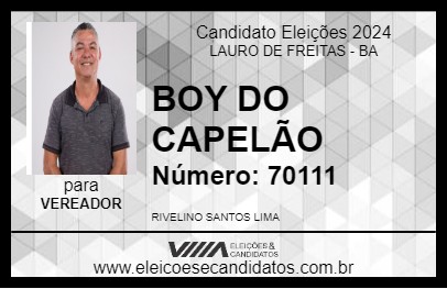 Candidato BOY DO CAPELÃO 2024 - LAURO DE FREITAS - Eleições