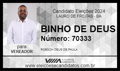 Candidato BINHO DE DEUS 2024 - LAURO DE FREITAS - Eleições