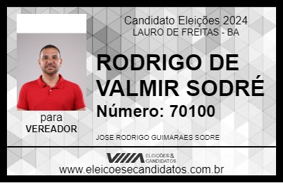 Candidato RODRIGO DE VALMIR SODRÉ 2024 - LAURO DE FREITAS - Eleições