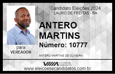 Candidato ANTERO MARTINS 2024 - LAURO DE FREITAS - Eleições