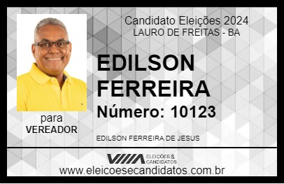 Candidato EDILSON FERREIRA 2024 - LAURO DE FREITAS - Eleições