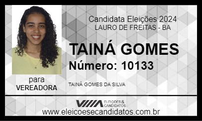 Candidato TAINÁ GOMES 2024 - LAURO DE FREITAS - Eleições