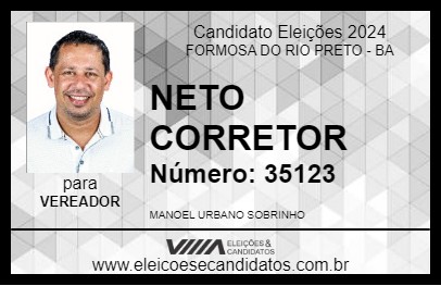 Candidato NETO CORRETOR 2024 - FORMOSA DO RIO PRETO - Eleições