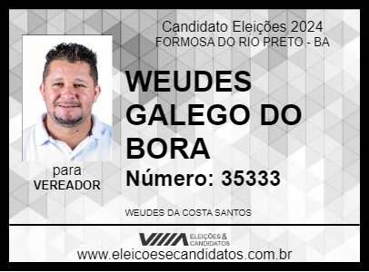 Candidato WEUDES GALEGO DO BORA 2024 - FORMOSA DO RIO PRETO - Eleições