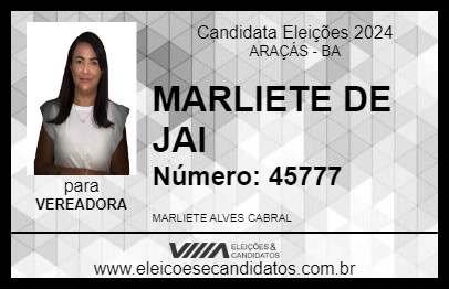 Candidato MARLIETE DE JAI 2024 - ARAÇÁS - Eleições