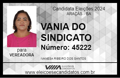 Candidato VANIA DO SINDICATO 2024 - ARAÇÁS - Eleições