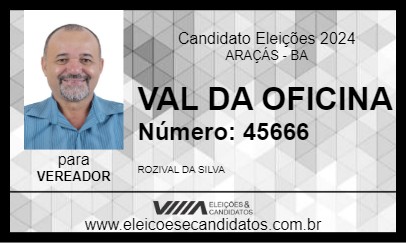 Candidato VAL DA OFICINA 2024 - ARAÇÁS - Eleições