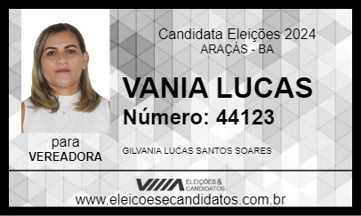 Candidato VANIA LUCAS 2024 - ARAÇÁS - Eleições