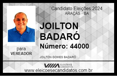 Candidato JOILTON BADARÓ 2024 - ARAÇÁS - Eleições