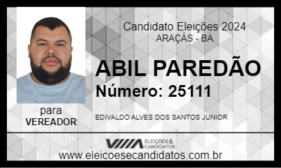 Candidato ABIL PAREDÃO 2024 - ARAÇÁS - Eleições