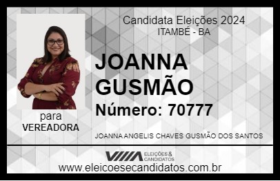 Candidato JOANNA GUSMÃO 2024 - ITAMBÉ - Eleições