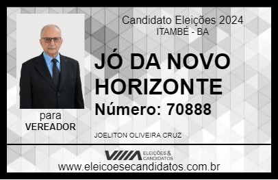 Candidato JÓ DA NOVO HORIZONTE 2024 - ITAMBÉ - Eleições