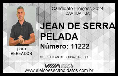 Candidato JEAN DE SERRA PELADA 2024 - CAATIBA - Eleições