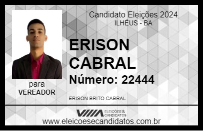 Candidato ERISON CABRAL 2024 - ILHÉUS - Eleições