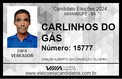 Candidato CARLINHOS DO GÁS 2024 - INHAMBUPE - Eleições