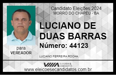 Candidato LUCIANO DE DUAS BARRAS 2024 - MORRO DO CHAPÉU - Eleições