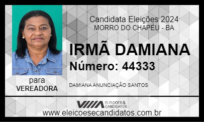 Candidato IRMÃ DAMIANA 2024 - MORRO DO CHAPÉU - Eleições