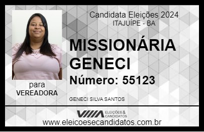 Candidato MISSIONÁRIA GENECI 2024 - ITAJUÍPE - Eleições