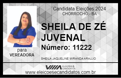 Candidato SHEILA DE ZÉ JUVENAL 2024 - CHORROCHÓ - Eleições