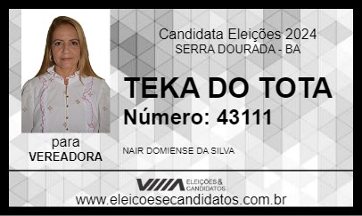 Candidato TEKA DO TOTA 2024 - SERRA DOURADA - Eleições