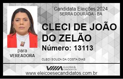 Candidato CLECI DE JOÃO DO ZELÃO 2024 - SERRA DOURADA - Eleições