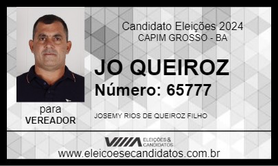 Candidato JO QUEIROZ 2024 - CAPIM GROSSO - Eleições