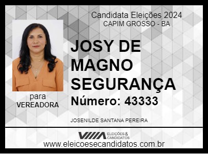 Candidato JOSY DE MAGNO SEGURANÇA 2024 - CAPIM GROSSO - Eleições