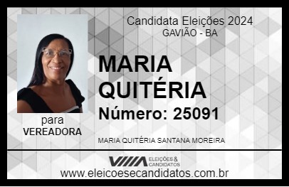 Candidato MARIA QUITÉRIA 2024 - GAVIÃO - Eleições