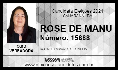 Candidato ROSE DE MANU 2024 - CANARANA - Eleições