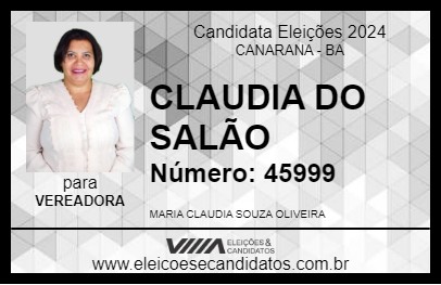 Candidato CLAUDIA DO SALÃO 2024 - CANARANA - Eleições