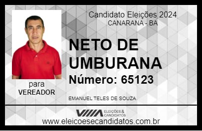 Candidato NETO DE UMBURANA 2024 - CANARANA - Eleições