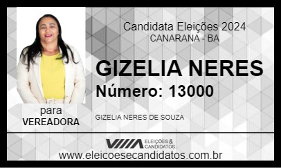 Candidato GIZELIA NERES 2024 - CANARANA - Eleições