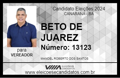 Candidato BETO DE JUAREZ 2024 - CANARANA - Eleições