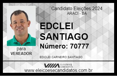 Candidato EDCLEI SANTIAGO 2024 - ARACI - Eleições