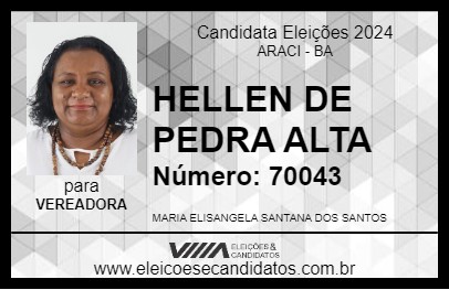 Candidato HELLEN DE PEDRA ALTA 2024 - ARACI - Eleições