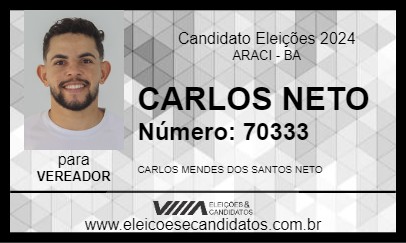 Candidato CARLOS NETO 2024 - ARACI - Eleições