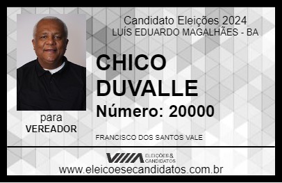 Candidato CHICO DUVALLE 2024 - LUÍS EDUARDO MAGALHÃES - Eleições