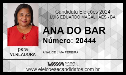 Candidato ANA DO BAR 2024 - LUÍS EDUARDO MAGALHÃES - Eleições