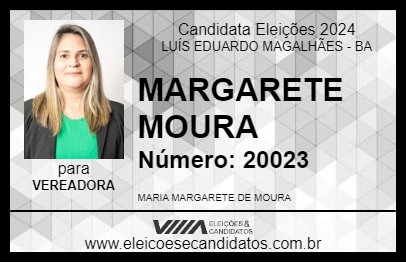 Candidato MARGARETE MOURA 2024 - LUÍS EDUARDO MAGALHÃES - Eleições