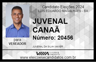 Candidato JUVENAL CANAÃ 2024 - LUÍS EDUARDO MAGALHÃES - Eleições